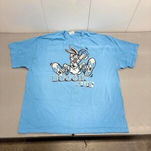 Vintage 90s Bugs Bunny "Buggin Out" Looney Tunes Tee Size 2XL Blue Pro Club